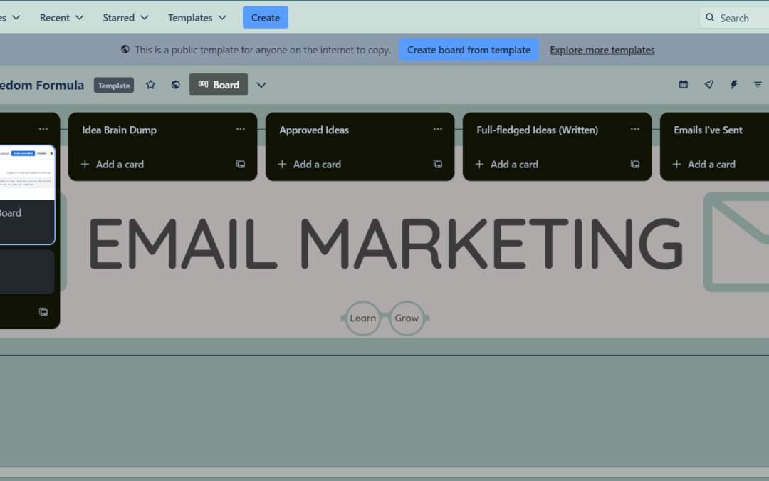 Email Marketing Freedom Formula Trello Template