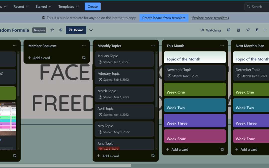 Facebook Group Freedom Formula Trello Template